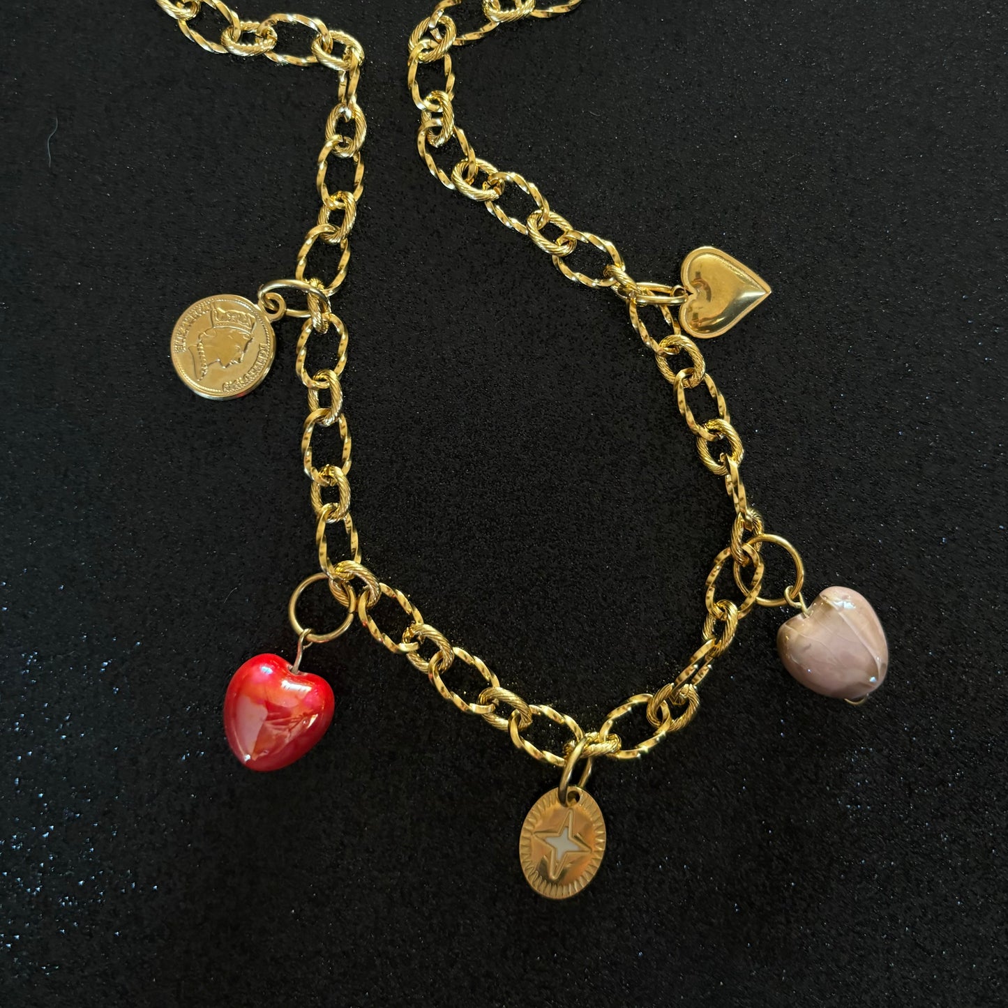 Collier breloques - coeurs