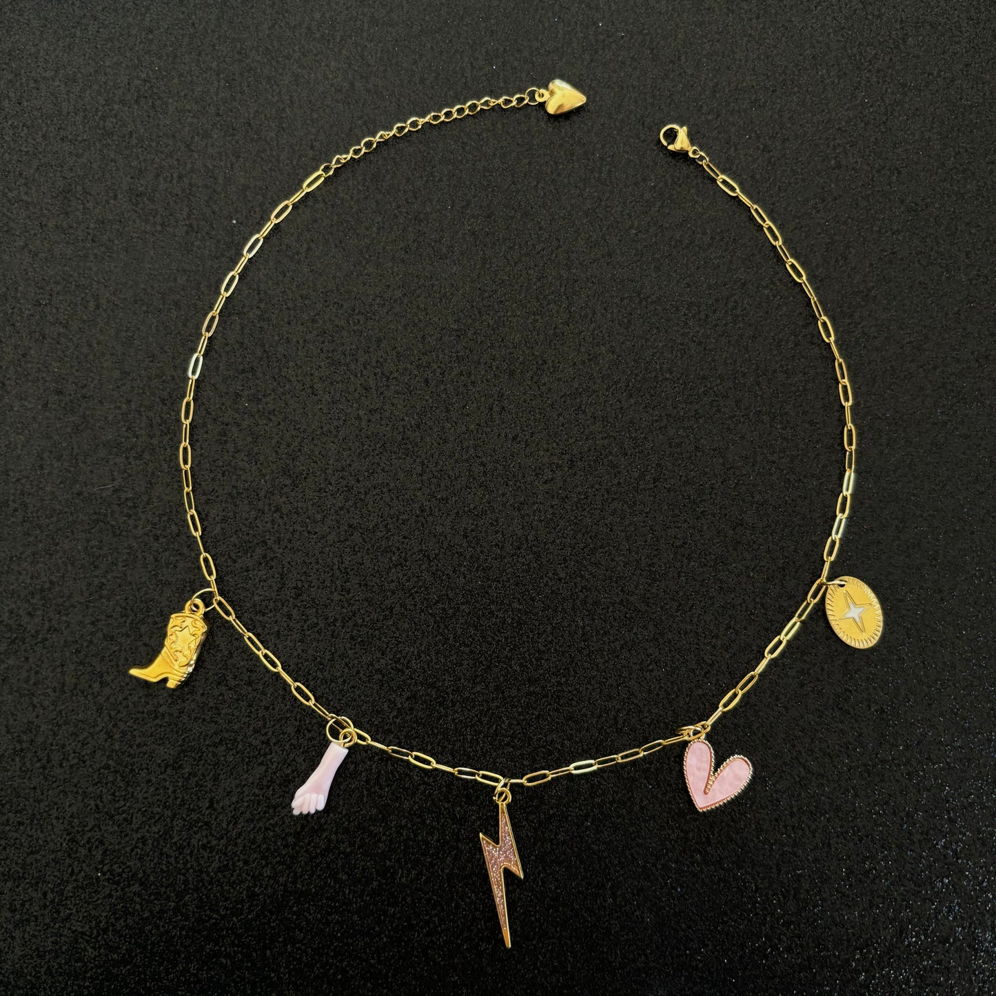 Collier breloques - éclair rose