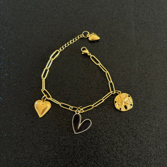 Black Heart Charm Bracelet