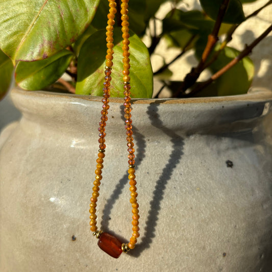 Collier perles - marron